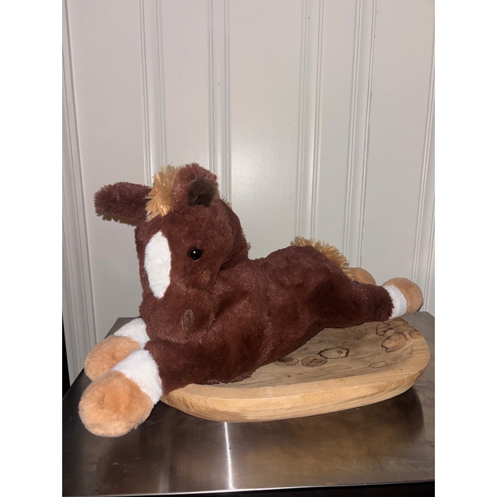 Gund‎ Brown Horse Plush Stuffed Animal White Socks Blaze 4049364 Lying Floppy